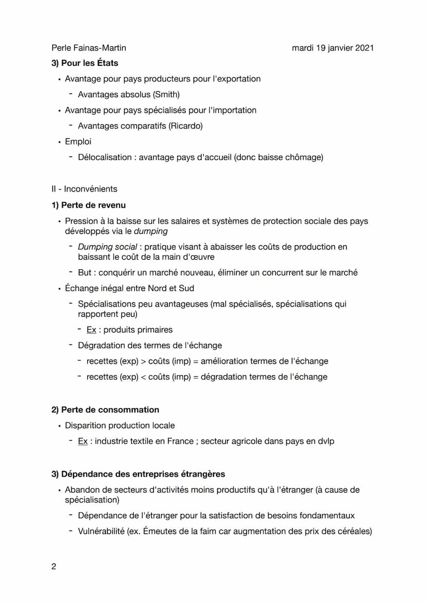 Perle Fainas-Martin
mardi 19 janvier 2021
Dissertation : Gagne-t-on toujours au commerce
international ?
Gagne-t-on toujours au commerce int