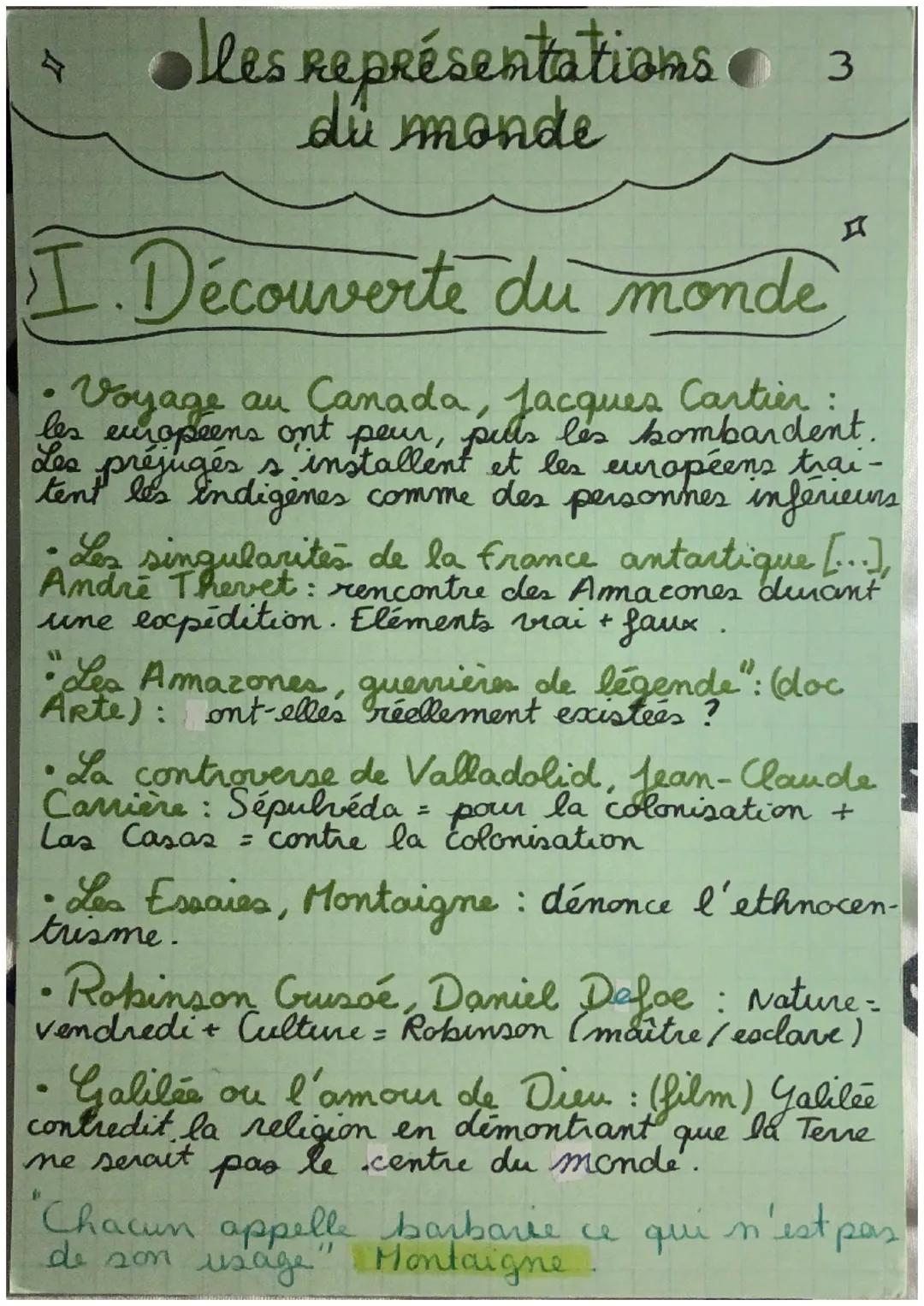 4
Olles Représentations 3
du monde

I. Découverte du monde
Voyage
ㅍ
les europeens ont peur, pulls les bombardent.
au Canada, Jacques Cartier
