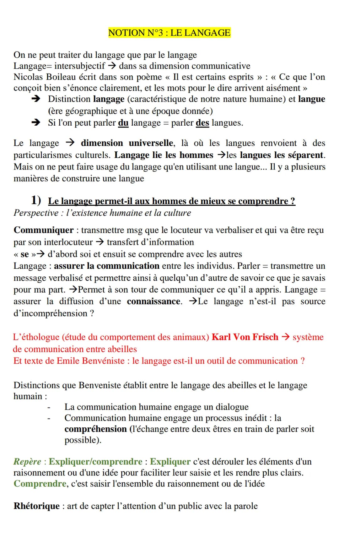 NOTION N°3 : LE LANGAGE
On ne peut traiter du langage que par le langage
Langage intersubjectif dans sa dimension communicative
Nicolas Boil