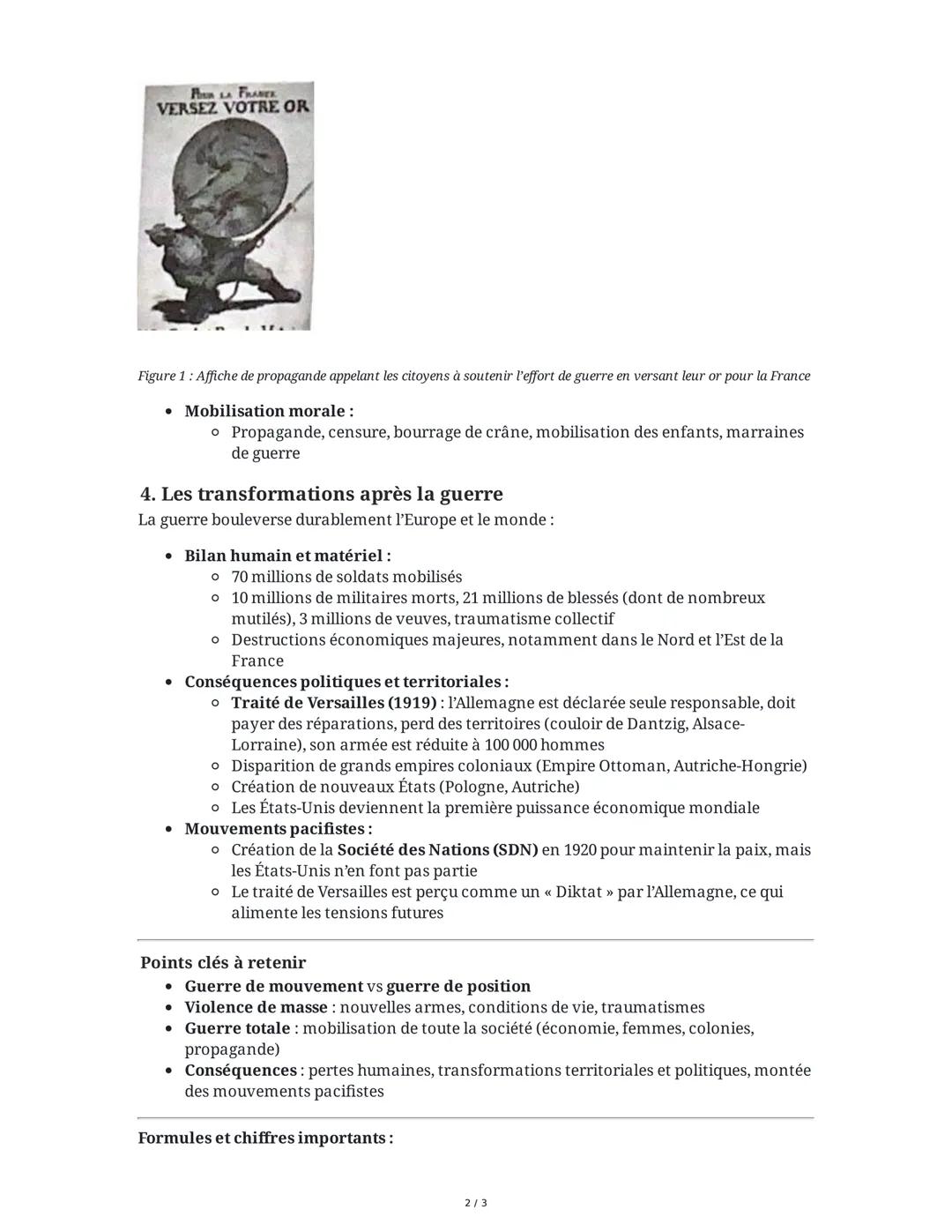 Fiche Révision - Chapitre 1: Les civils et militaires dans la
Première Guerre mondiale
1. Les causes de la Première Guerre mondiale
La Premi