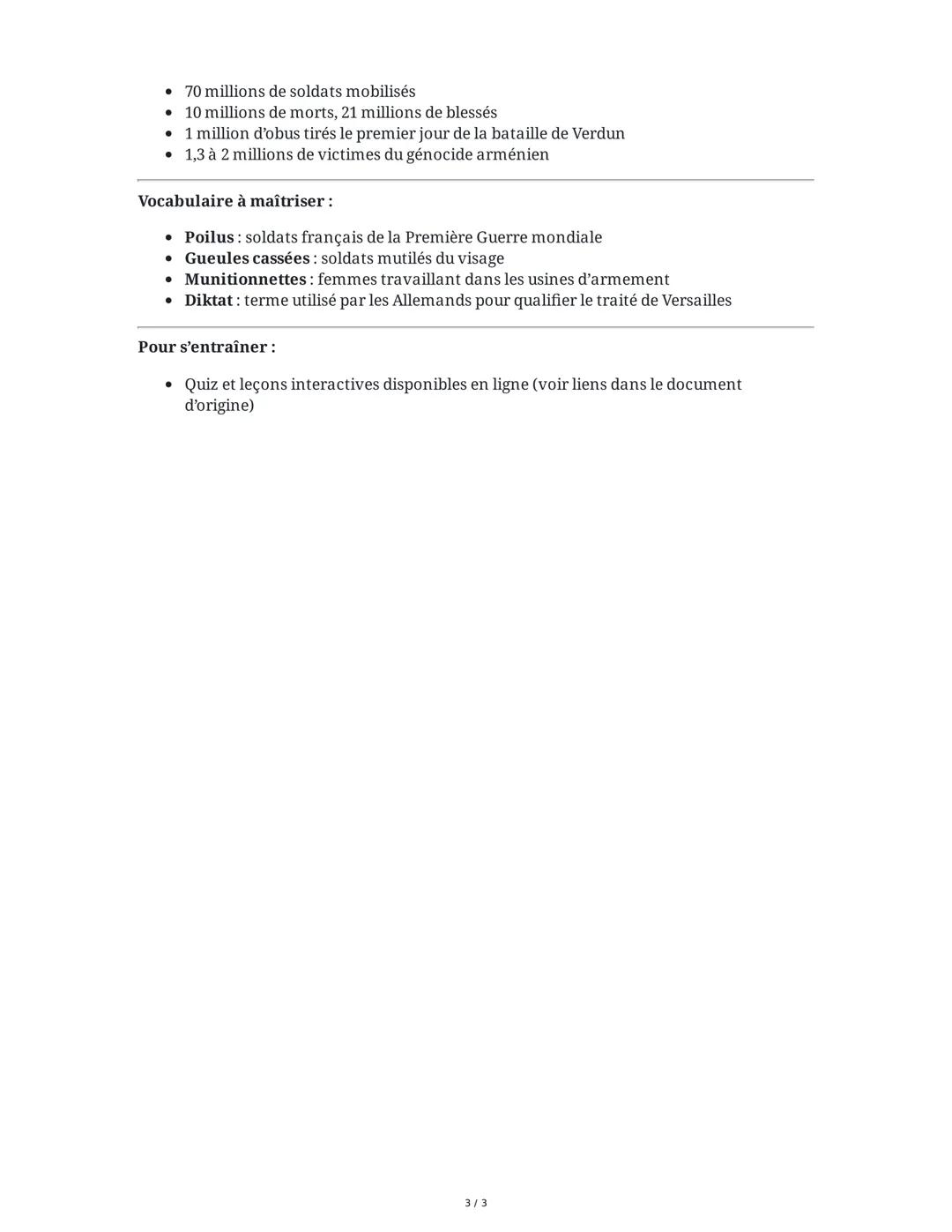 Fiche Révision - Chapitre 1: Les civils et militaires dans la
Première Guerre mondiale
1. Les causes de la Première Guerre mondiale
La Premi