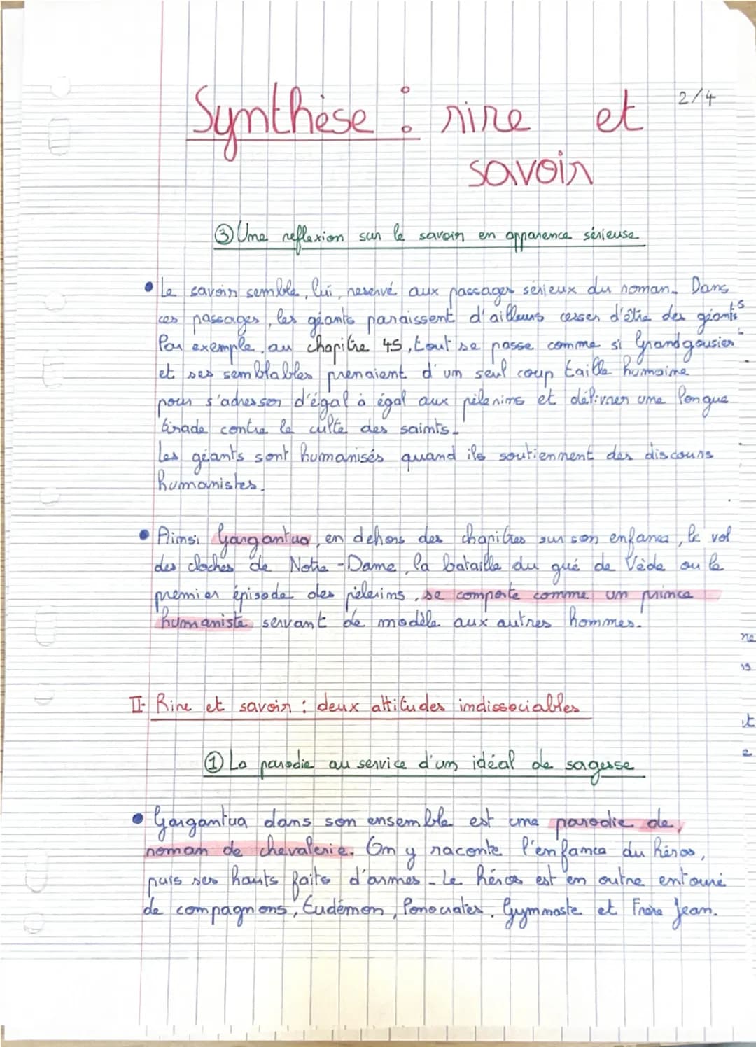 ③ Gargantua cultive l'ambiguïté
pour former l'intelligence du Eecteur
-Em soulignant les limites
des lectures qui cherchent un
savoir tout
B