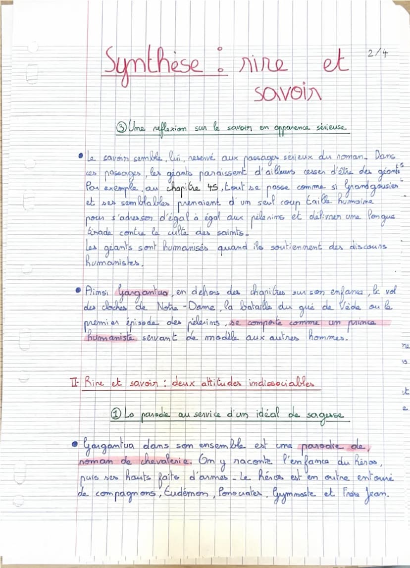 ③ Gargantua cultive l'ambiguïté
pour former l'intelligence du Eecteur
-Em soulignant les limites
des lectures qui cherchent un
savoir tout
B