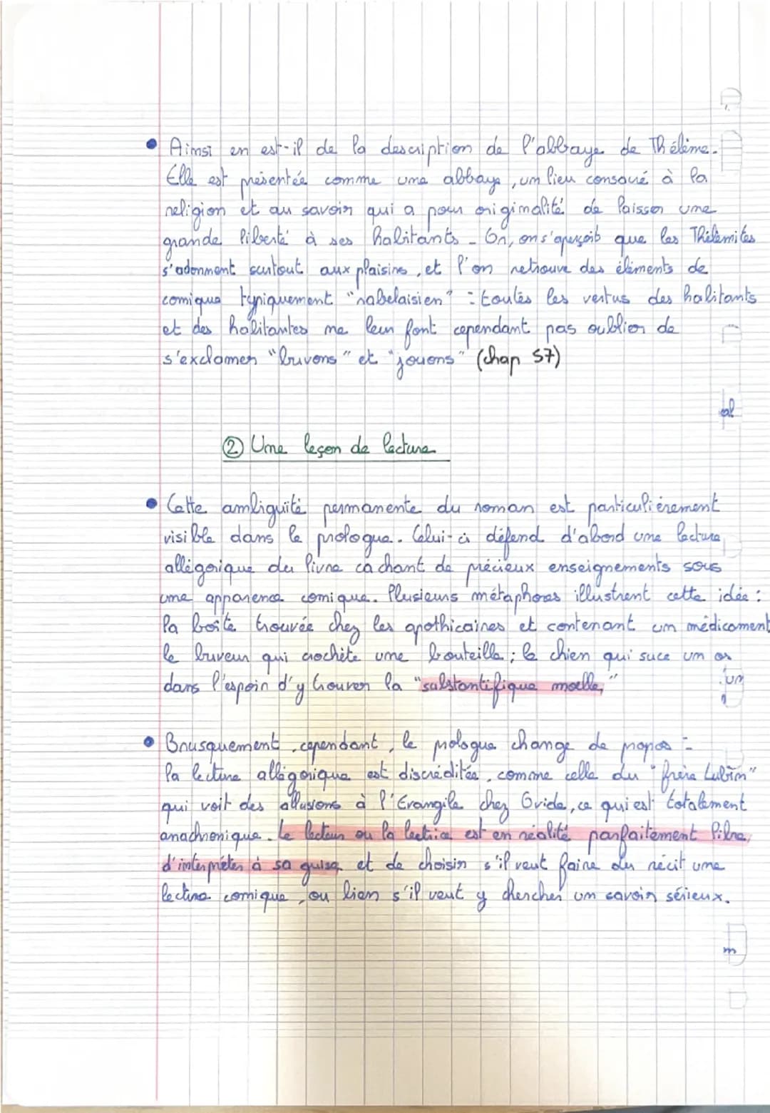 ③ Gargantua cultive l'ambiguïté
pour former l'intelligence du Eecteur
-Em soulignant les limites
des lectures qui cherchent un
savoir tout
B