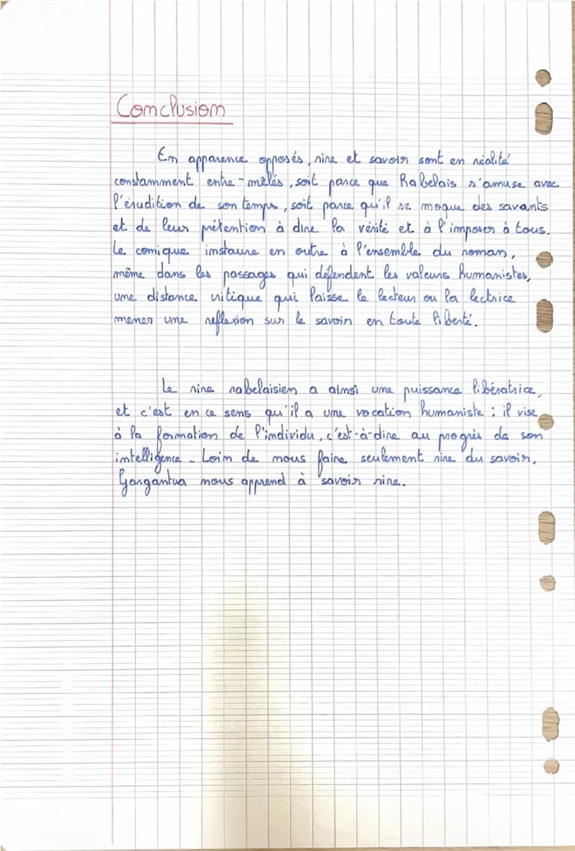 ③ Gargantua cultive l'ambiguïté
pour former l'intelligence du Eecteur
-Em soulignant les limites
des lectures qui cherchent un
savoir tout
B