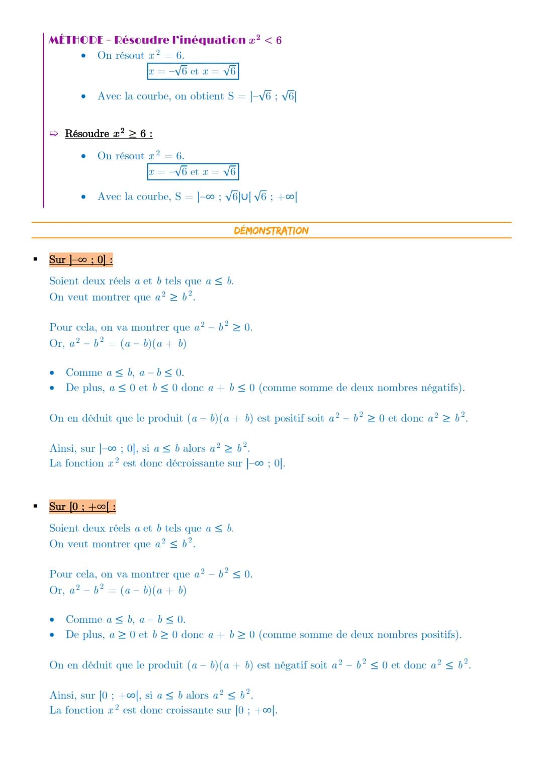 I- La fonction carré :
Définition:
La fonction carré est la fonction définie sur R qui à tout r ER associe ².
-4
X
x²
■
-3
-4
16
Chapitre 10