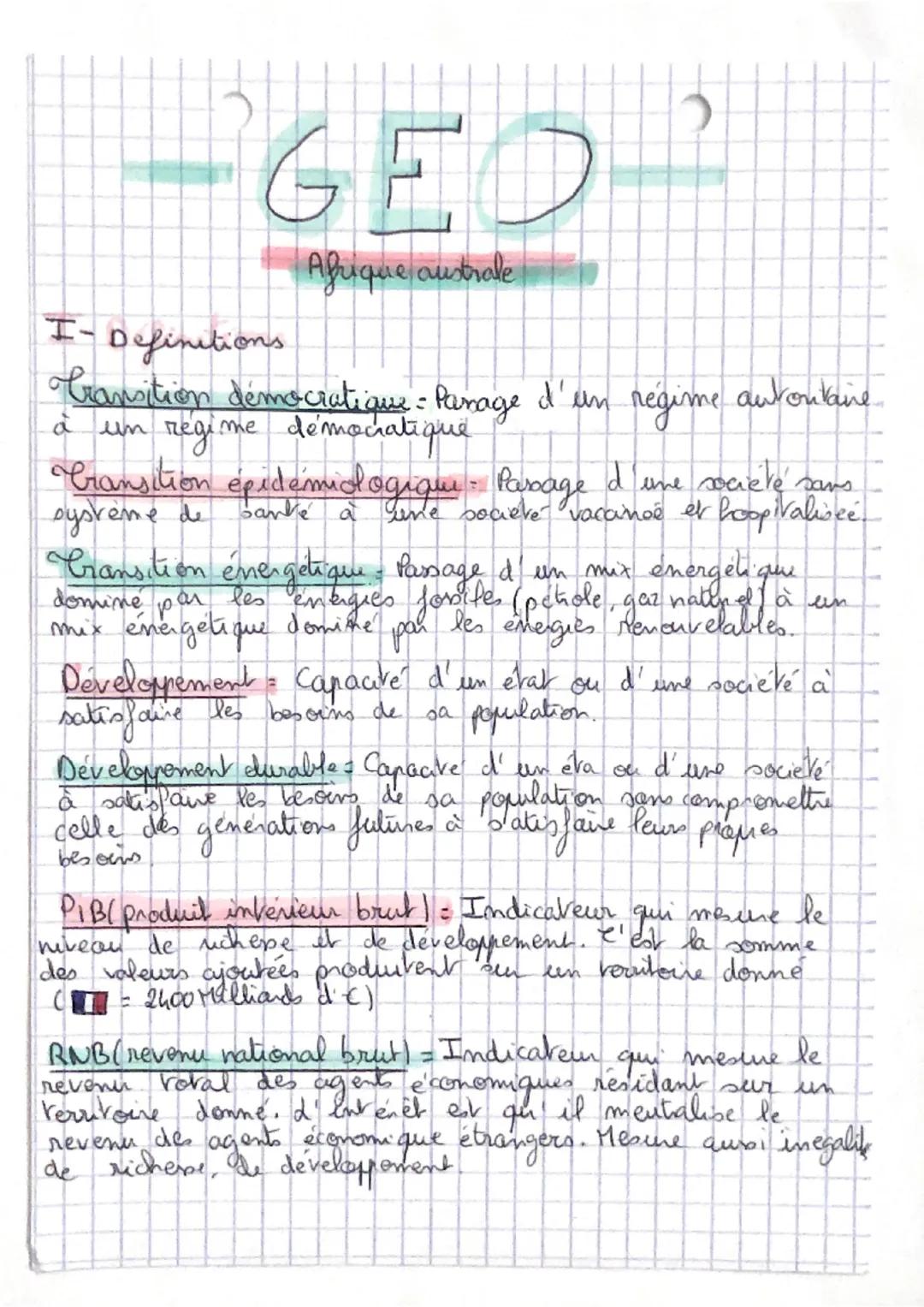 GED
Afrique australe
2
I- Definitions
Cransition démocratique - Parage d'un régime autoutane.
à un regime démocratique
Cransition épidemiolo