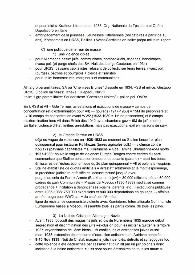 LES RÉGIMES TOTALITAIRES DANS L'ENTRE-2-GUERRES
Dictature: régime dans lequel une personne concentre tous les pouvoirs (absence de
démocrati