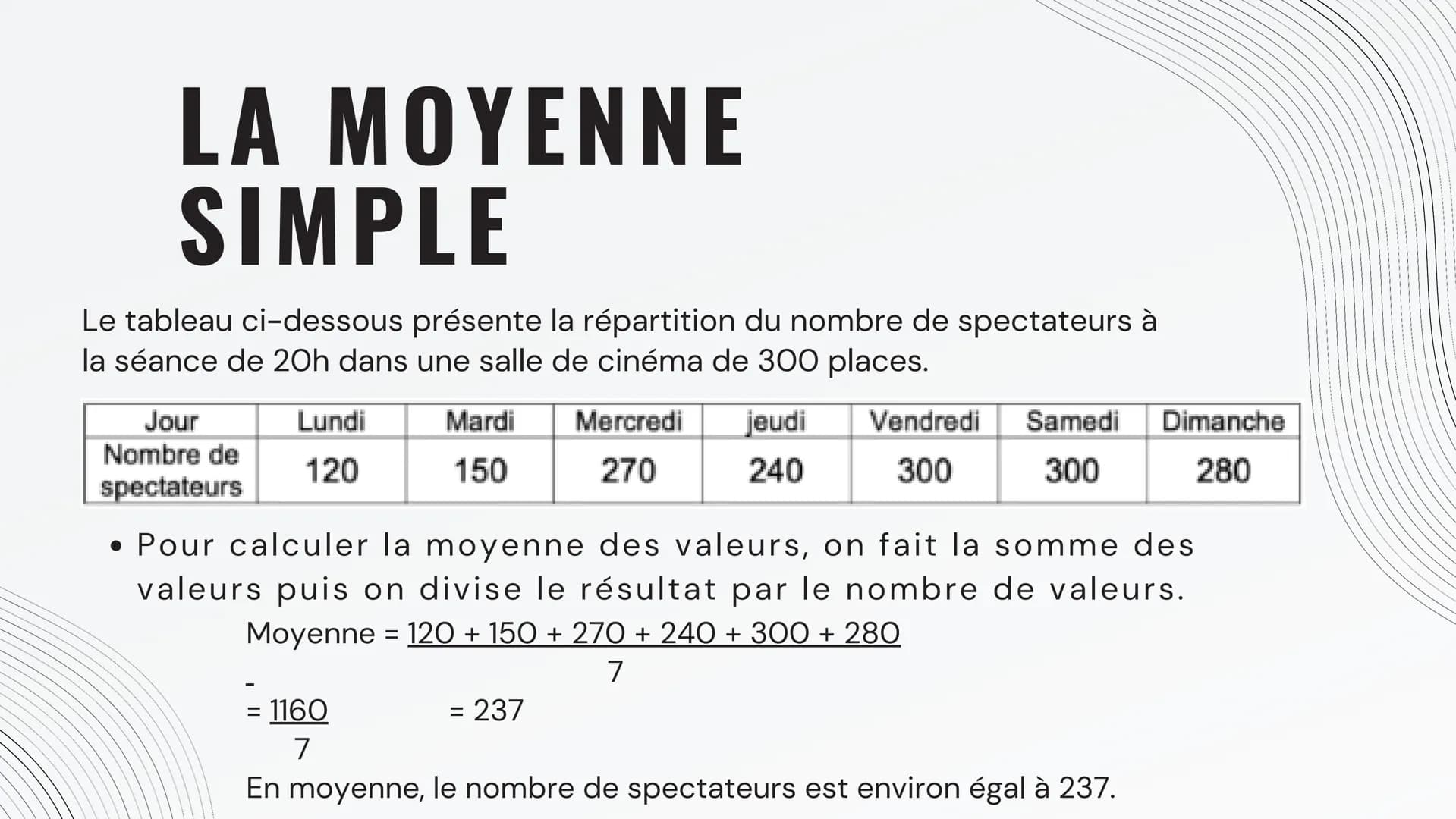 LES
STATISTIQUES SOMMAIRE
01 VOCABULAIRE
02
DÉFINITIONS
03 PROPRIÉTÉS
04 TABLEAU
05 MOYENNE VOCABULAIRE
Lors d'une étude statistique, on étu