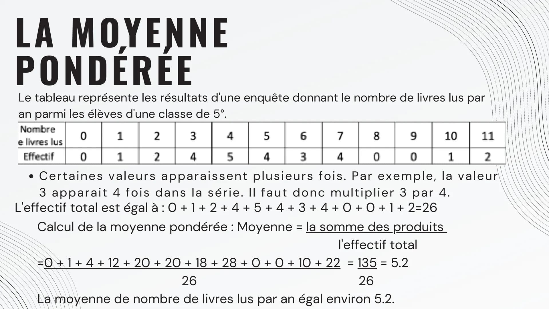 LES
STATISTIQUES SOMMAIRE
01 VOCABULAIRE
02
DÉFINITIONS
03 PROPRIÉTÉS
04 TABLEAU
05 MOYENNE VOCABULAIRE
Lors d'une étude statistique, on étu