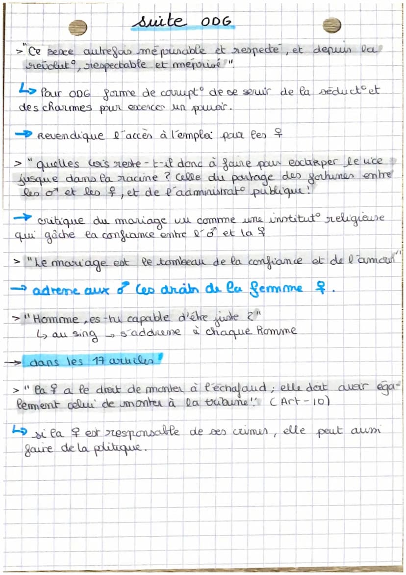 • Olympe de
gouges (DDFC)
> Olympe de Gouges : (nee en 1748)
→& de lettres, dramaturge, romancière, auteur de pamphlets
pour e égalité des s