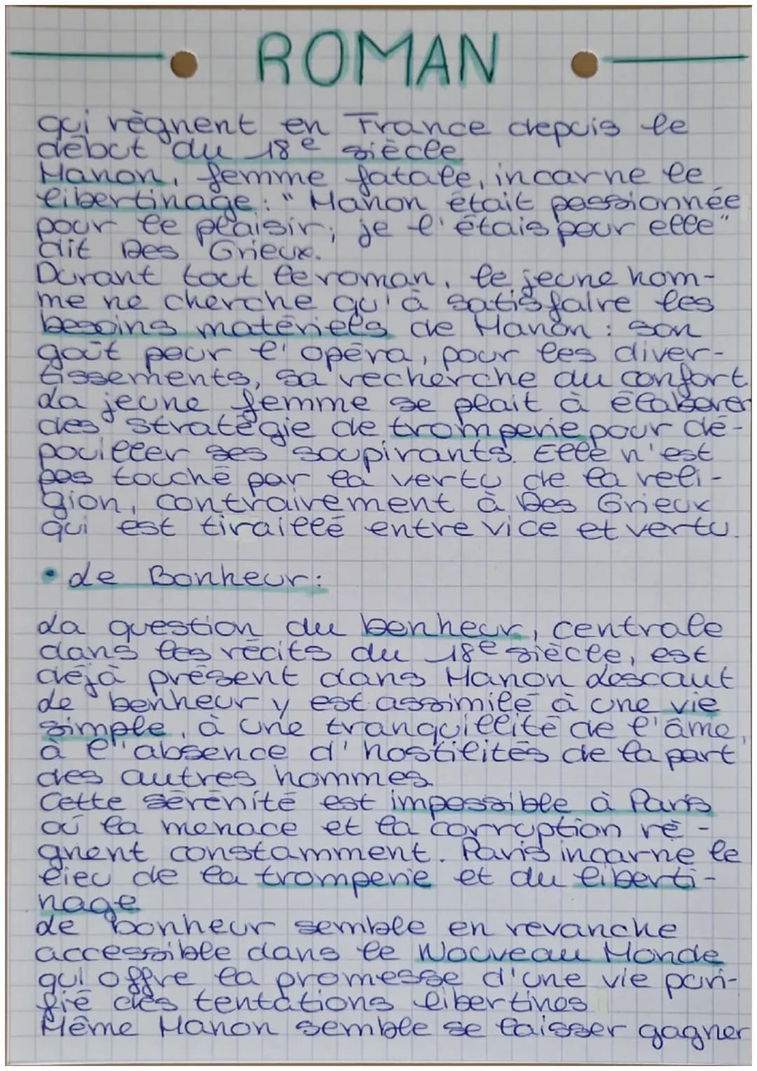 ROMAN •
MANON LESCAUT
Titre: Manon Lescaut
Auteur: Abbe Prevost
Date: 1731
Houvement litteraire: Lumières
Genre: roman
Parcours: personnage 