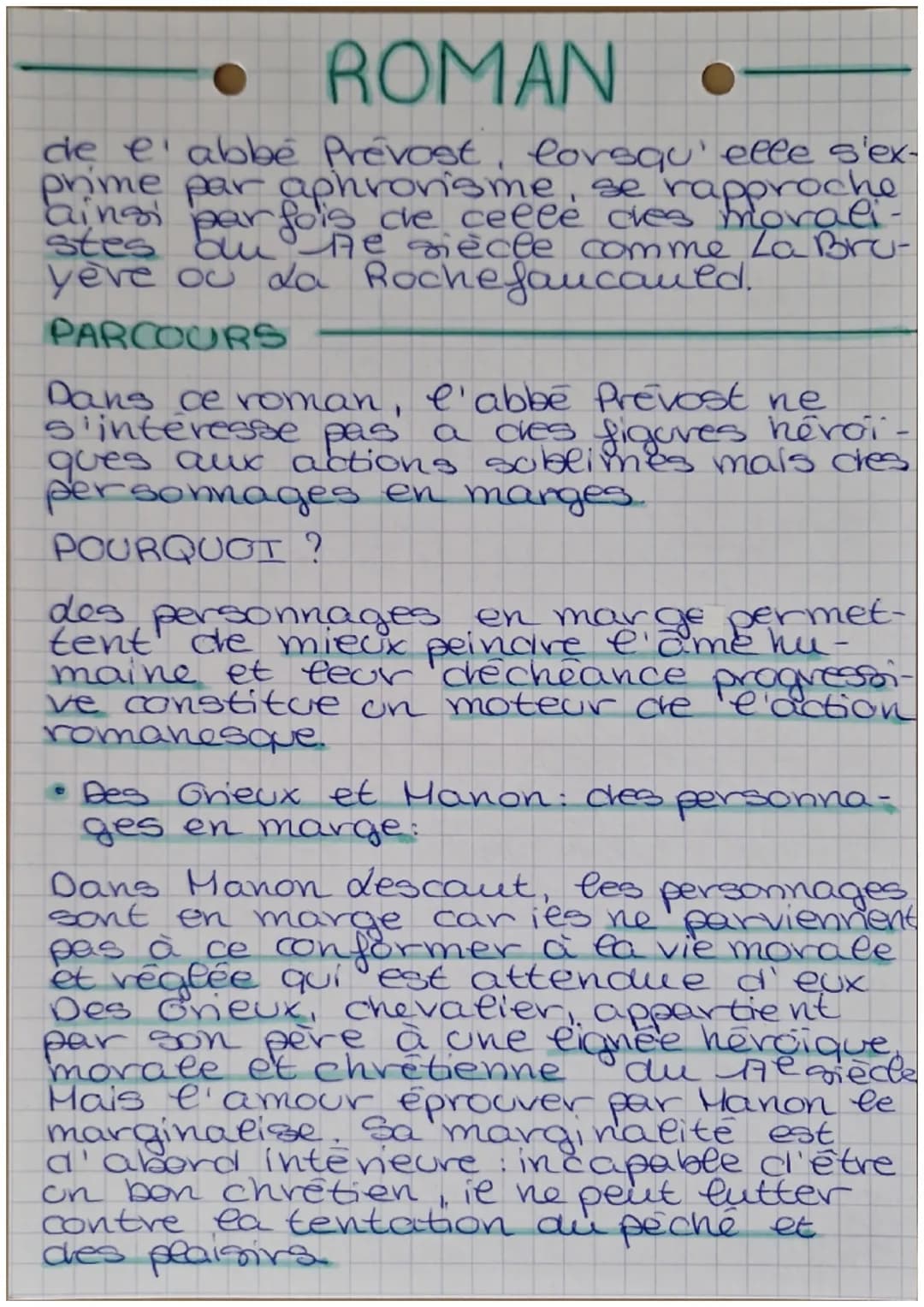 ROMAN •
MANON LESCAUT
Titre: Manon Lescaut
Auteur: Abbe Prevost
Date: 1731
Houvement litteraire: Lumières
Genre: roman
Parcours: personnage 