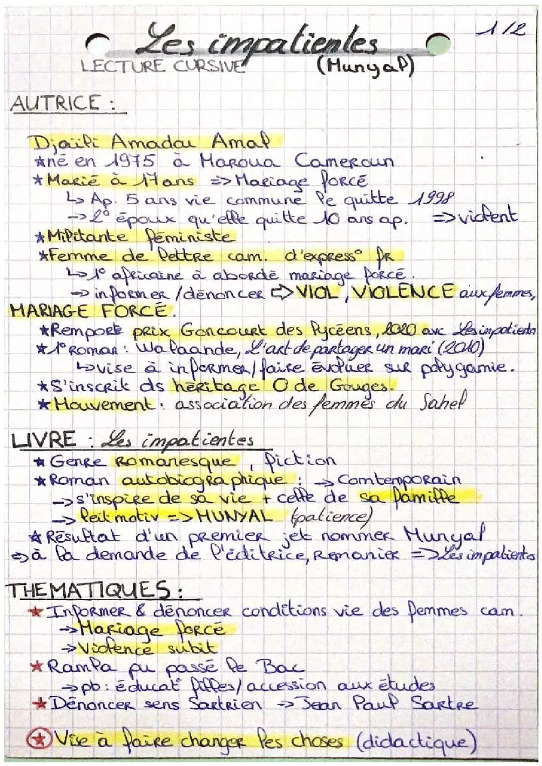 Les Impatientes Résumé et Fiche de Lecture PDF pour Oral Bac