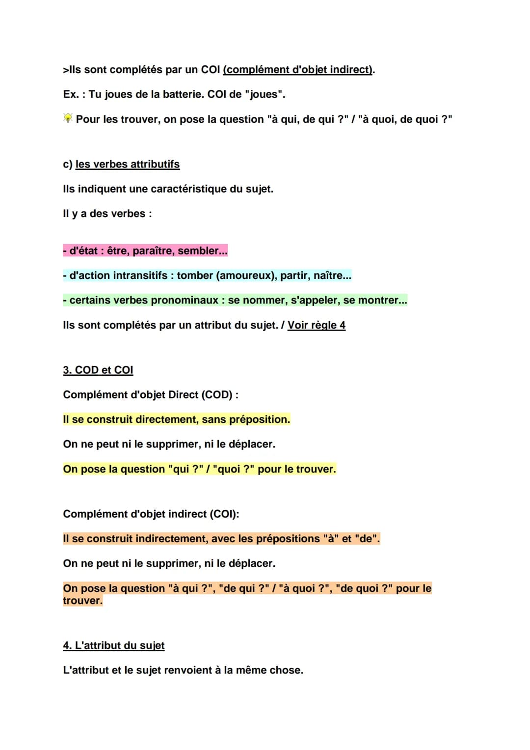 Fonctions grammaticales
Les fonctions grammaticales
1. Le sujet
Le sujet est un élément obligatoire dans la phrase. Les phrases sans sujet
s