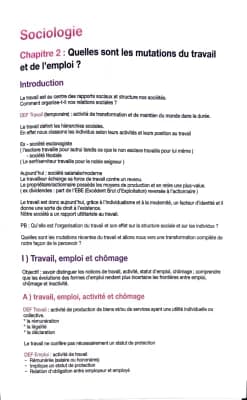 Know SES - SOCIOLOGIE - Chap 2 : Quelles sont les mutations du travail et de l’emploi ?  thumbnail