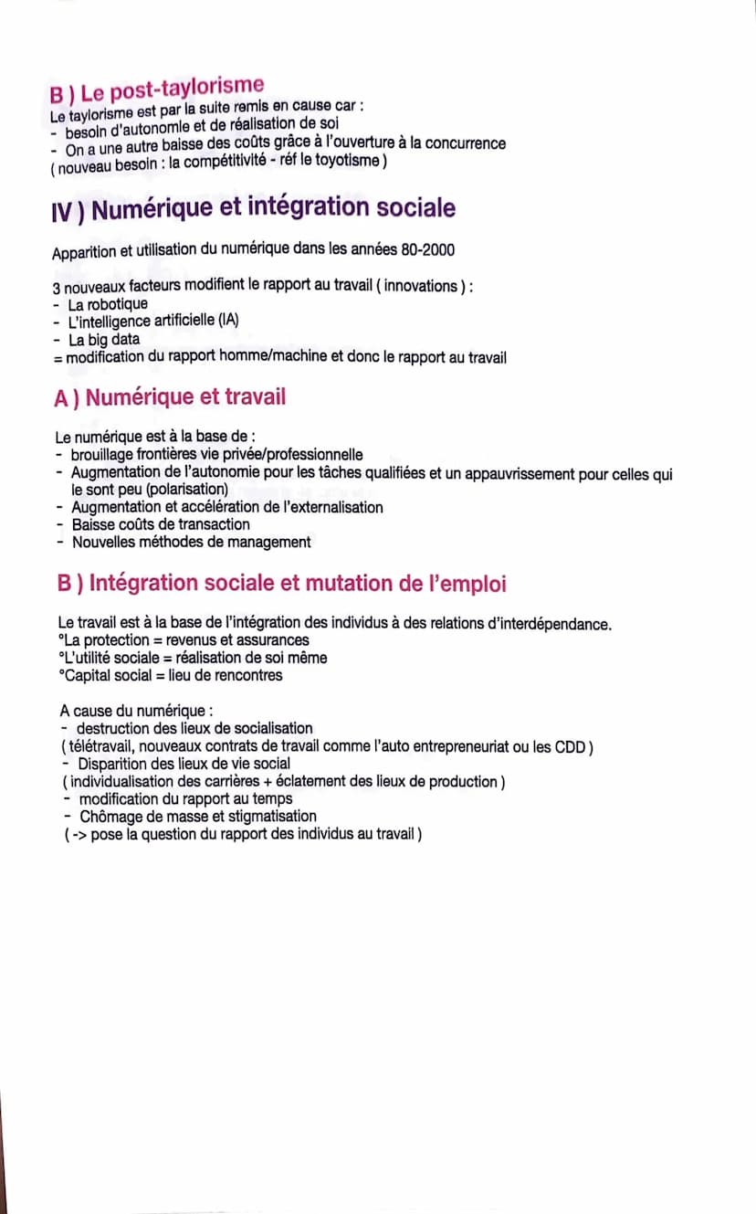 Sociologie
Chapitre 2 : Quelles sont les mutations du travail
et de l'emploi ?
Introduction
Le travail est au centre des rapports sociaux et