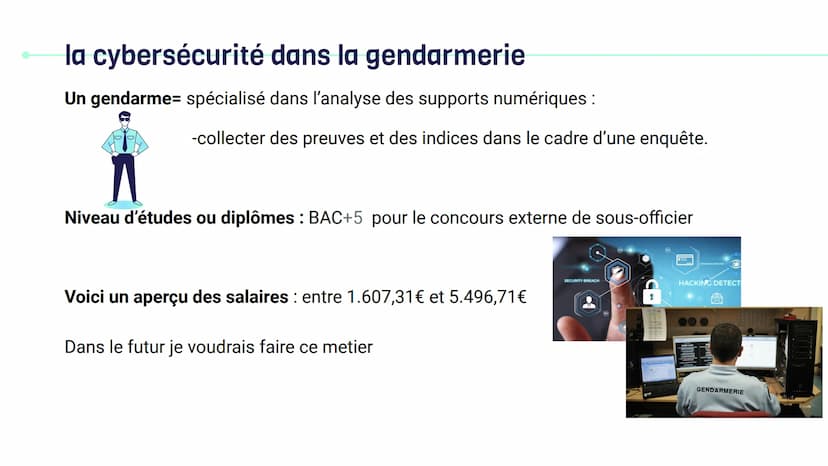 la
cybersécurité Quels sont les outils que
nous pouvons utiliser pour
sécuriser les données
personnel la
Le metier
cybersécurité gendarmerie