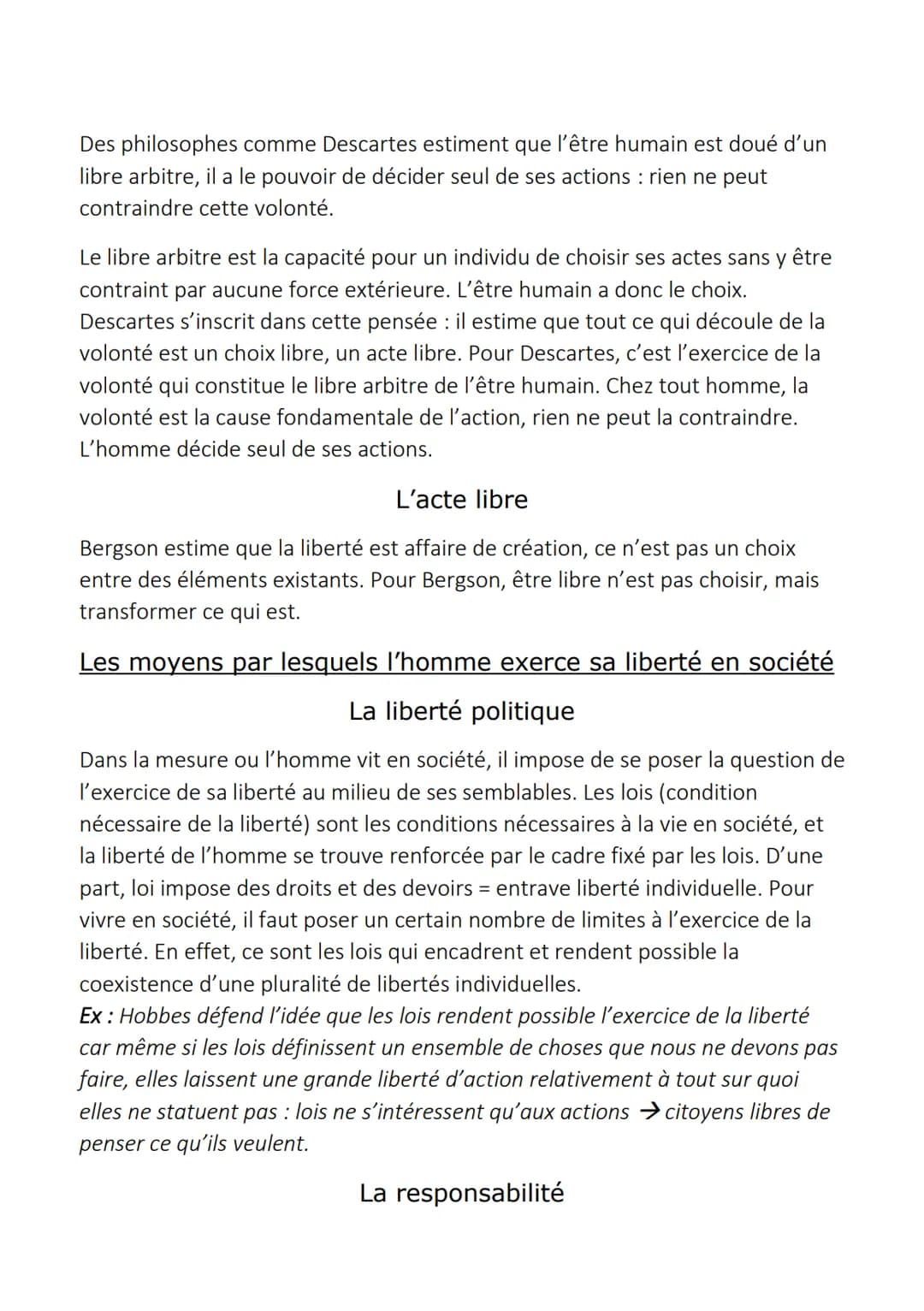 La Liberté
1) La liberté humaine et ses limites
L'être humain libre est celui qui dispose de lui-même à sa guise. On peut
distinguer différe
