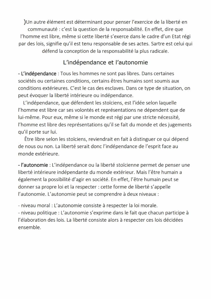 La Liberté
1) La liberté humaine et ses limites
L'être humain libre est celui qui dispose de lui-même à sa guise. On peut
distinguer différe