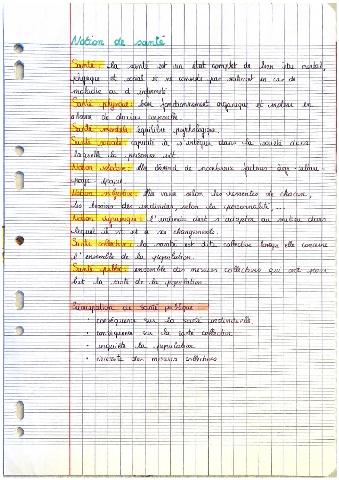 Notion de santé
Sante la sante est un état complet de lien ethe mental,
physique et social et ne consiste pas seulement en cas de
maladie au