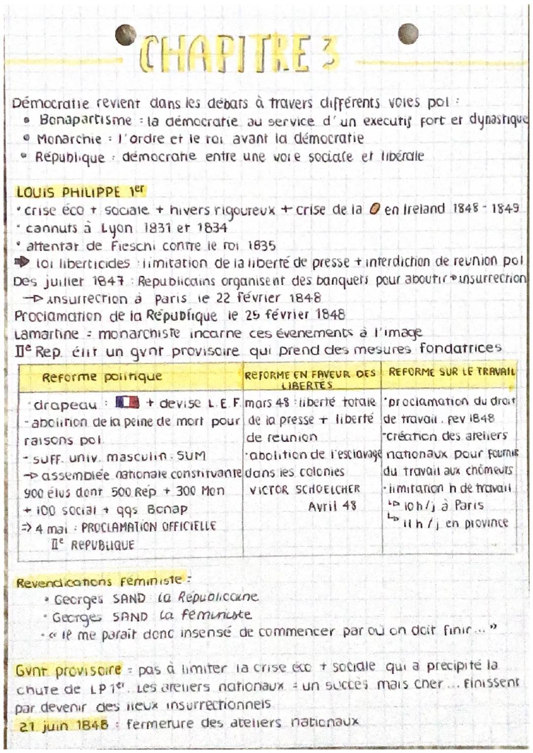 CHAPITLE?
Démocratie revient dans les débats à travers différents voles pol :
• Bonapartisme : la démocratie au service d'un executis fort e