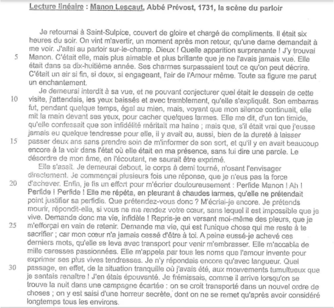 La scène du parloir
Œuvre intégrale : Manon Lescaut, l'Abbé Prévost, 1731
Intro
Phrase d'accroche :
Manon Lescaut titre original L'histoire 
