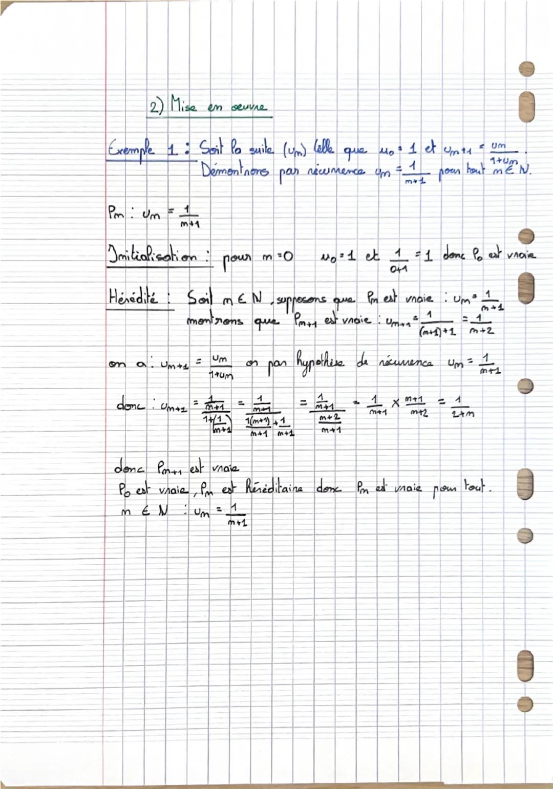chap 1 Suites numériques et récurrence

1- Raisonnement par récurrence

1) Principe du raisonnement par récurrence

Pm ou P(m) désigne une p