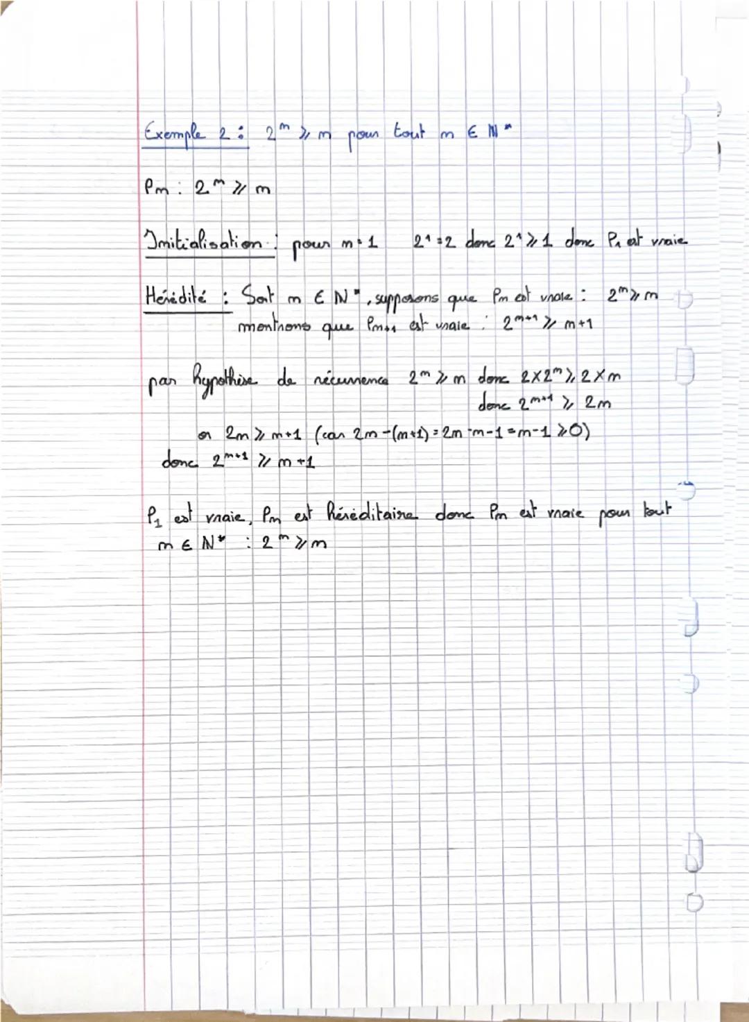 chap 1 Suites numériques et récurrence

1- Raisonnement par récurrence

1) Principe du raisonnement par récurrence

Pm ou P(m) désigne une p