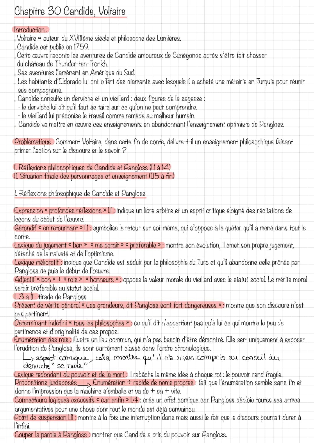 Candide de Voltaire Chapitre 30: Analyse linéaire pour l'oral bac français