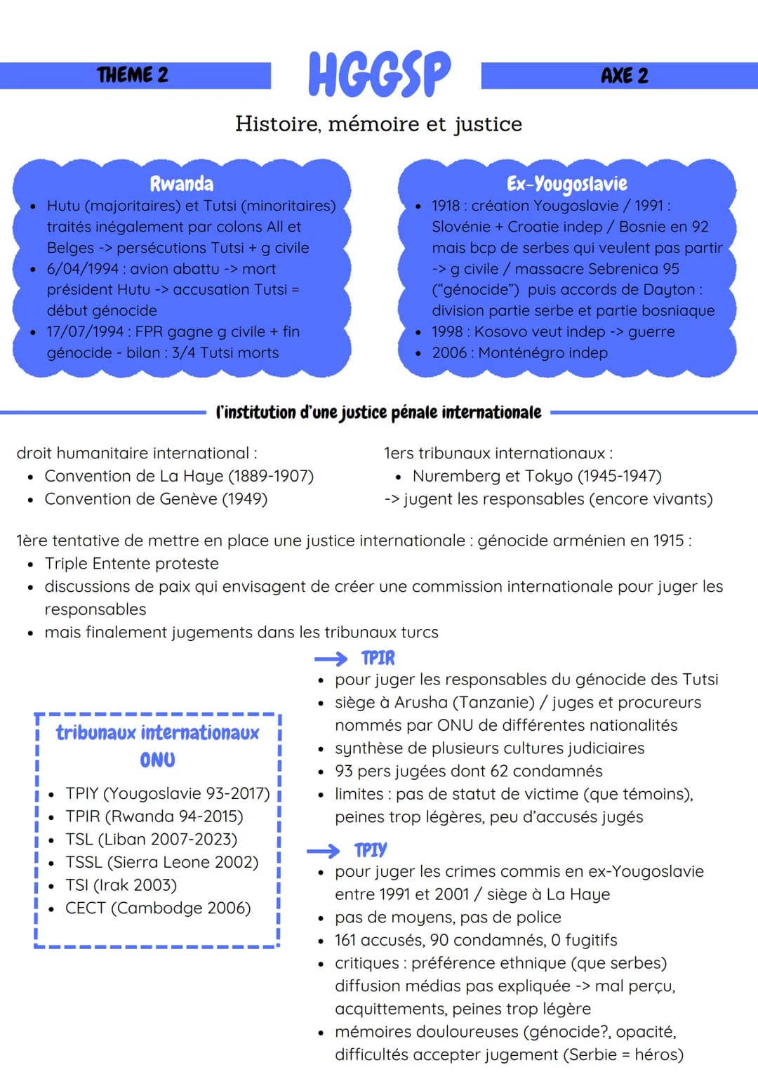 THEME 2
Rwanda
HGGSP
Histoire, mémoire et justice
⚫ Hutu (majoritaires) et Tutsi (minoritaires)
traités inégalement par colons All et
Belges