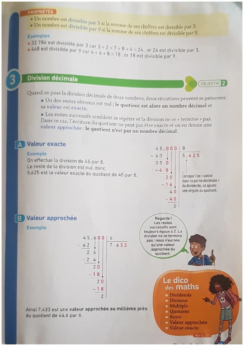 1
cours
Division euclidienne
Dans une division euclidienne, le dividende, le diviseur, le quotient et le reste
sont des nombres entiers.
Div