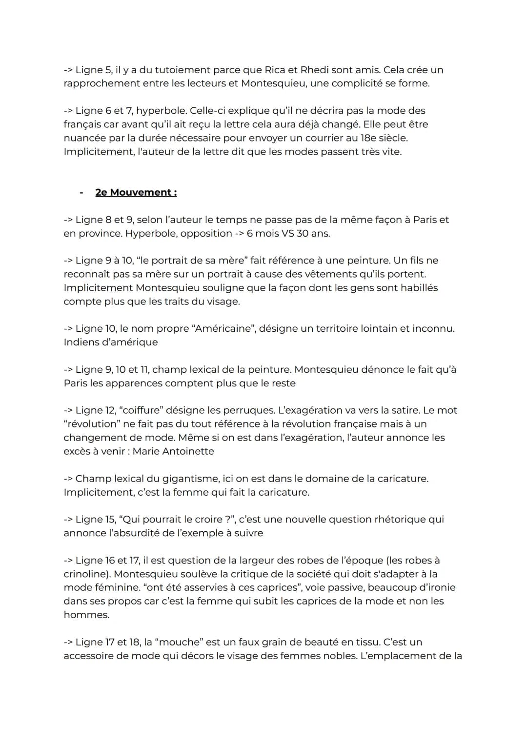 Français - Texte n°12:
Objet d'étude : La littérature d'idées du XVIe siècle au XVIIIe siècle
Titre: Montesquieu - Lettres persanes - "Lettr