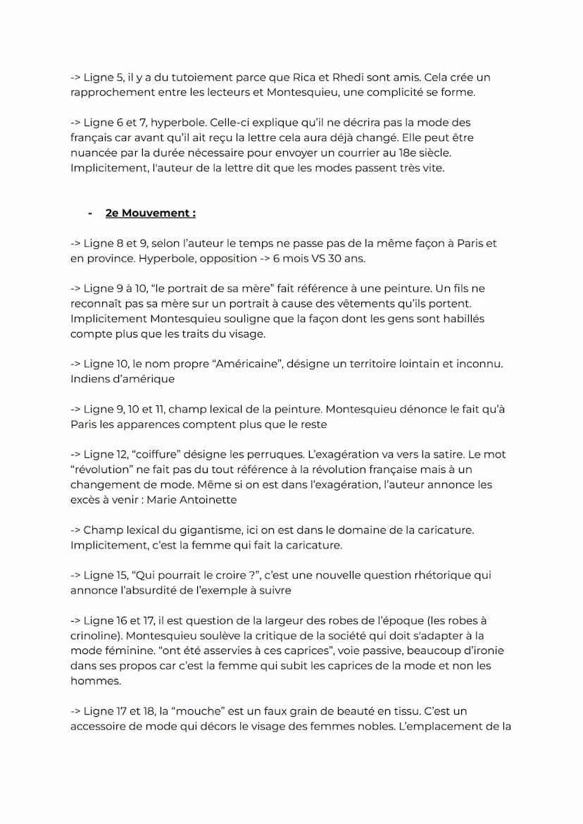 Français - Texte n°12:
Objet d'étude : La littérature d'idées du XVIe siècle au XVIIIe siècle
Titre: Montesquieu - Lettres persanes - "Lettr