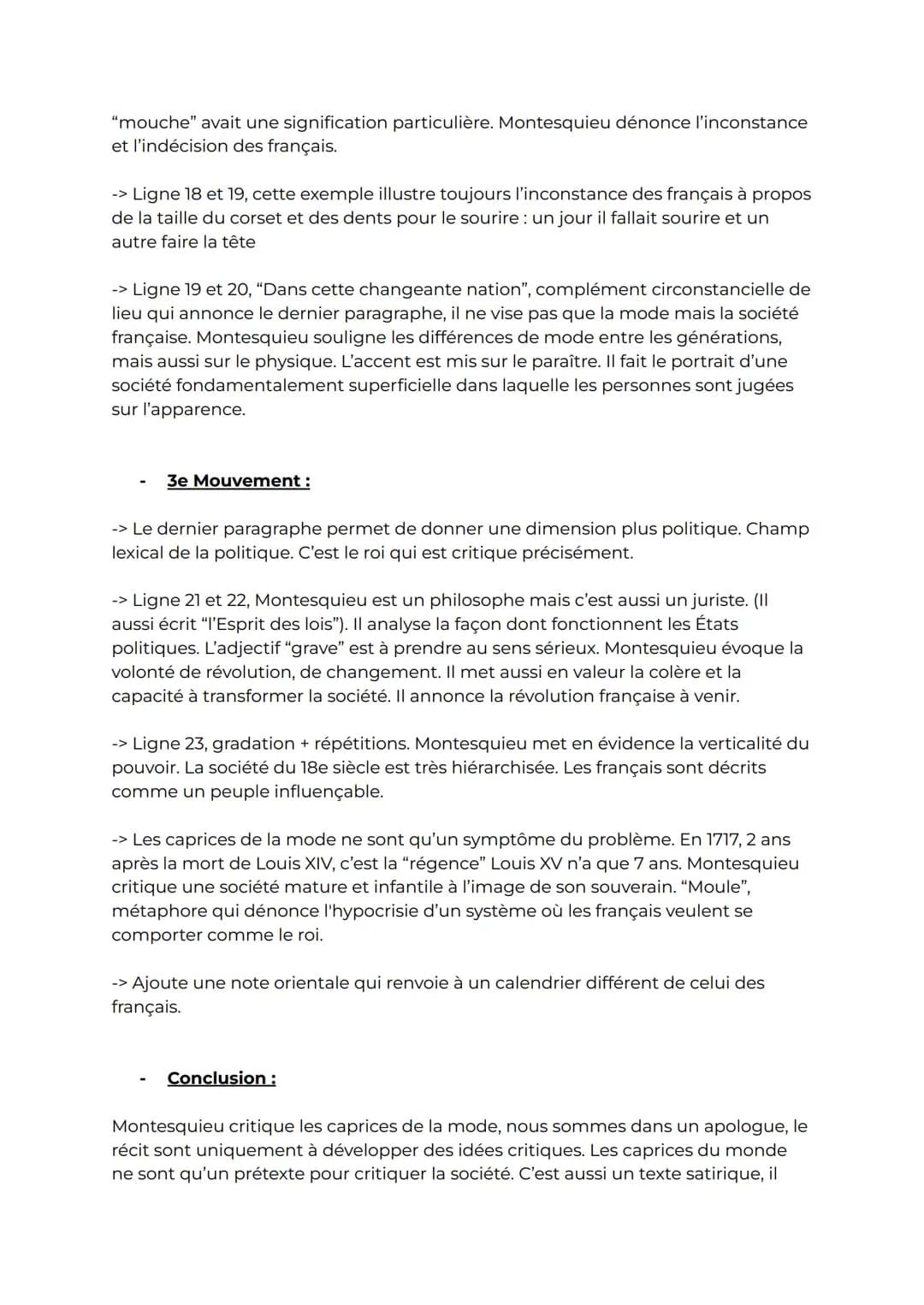 Français - Texte n°12:
Objet d'étude : La littérature d'idées du XVIe siècle au XVIIIe siècle
Titre: Montesquieu - Lettres persanes - "Lettr