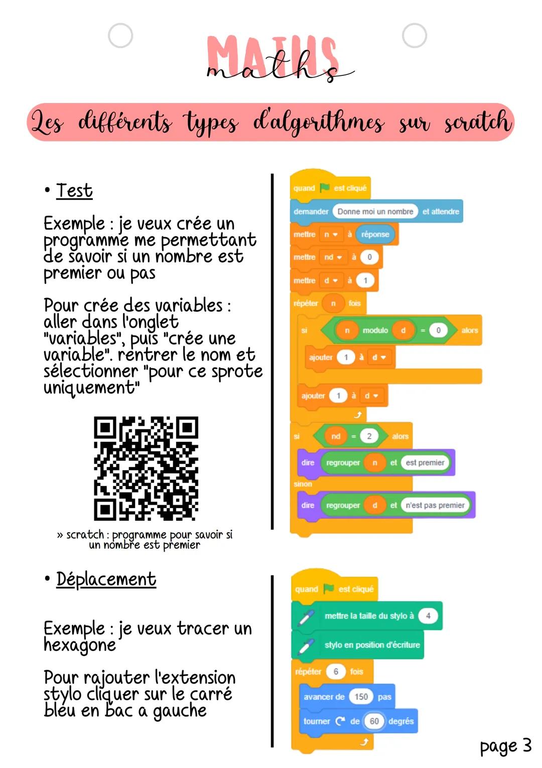 MAERS
Les différents types d'algorithmes sur scratch
C'est quoi Scratch ?
Scratch est un langage de
programmation graphique. Il utilise le
s