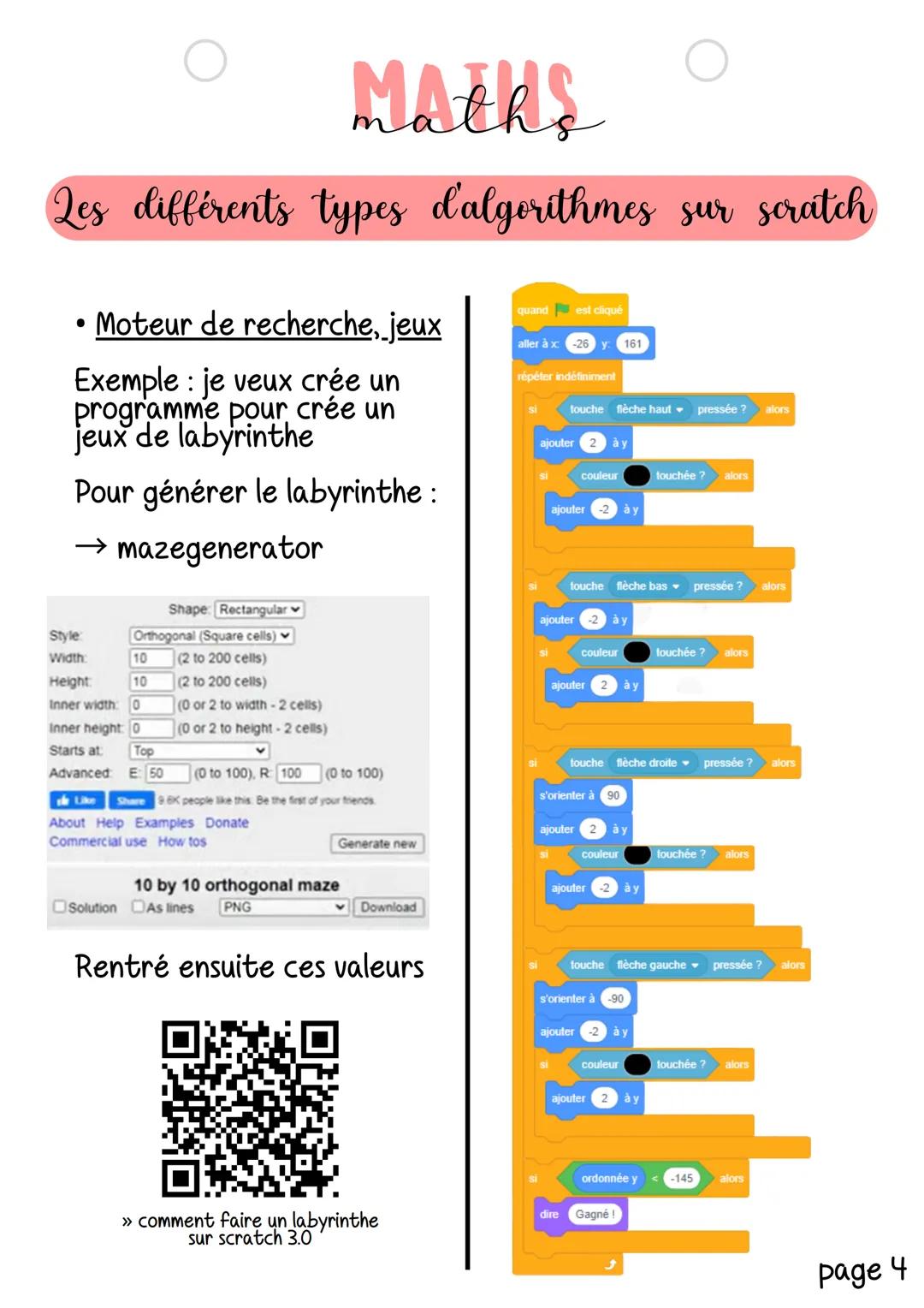 MAERS
Les différents types d'algorithmes sur scratch
C'est quoi Scratch ?
Scratch est un langage de
programmation graphique. Il utilise le
s