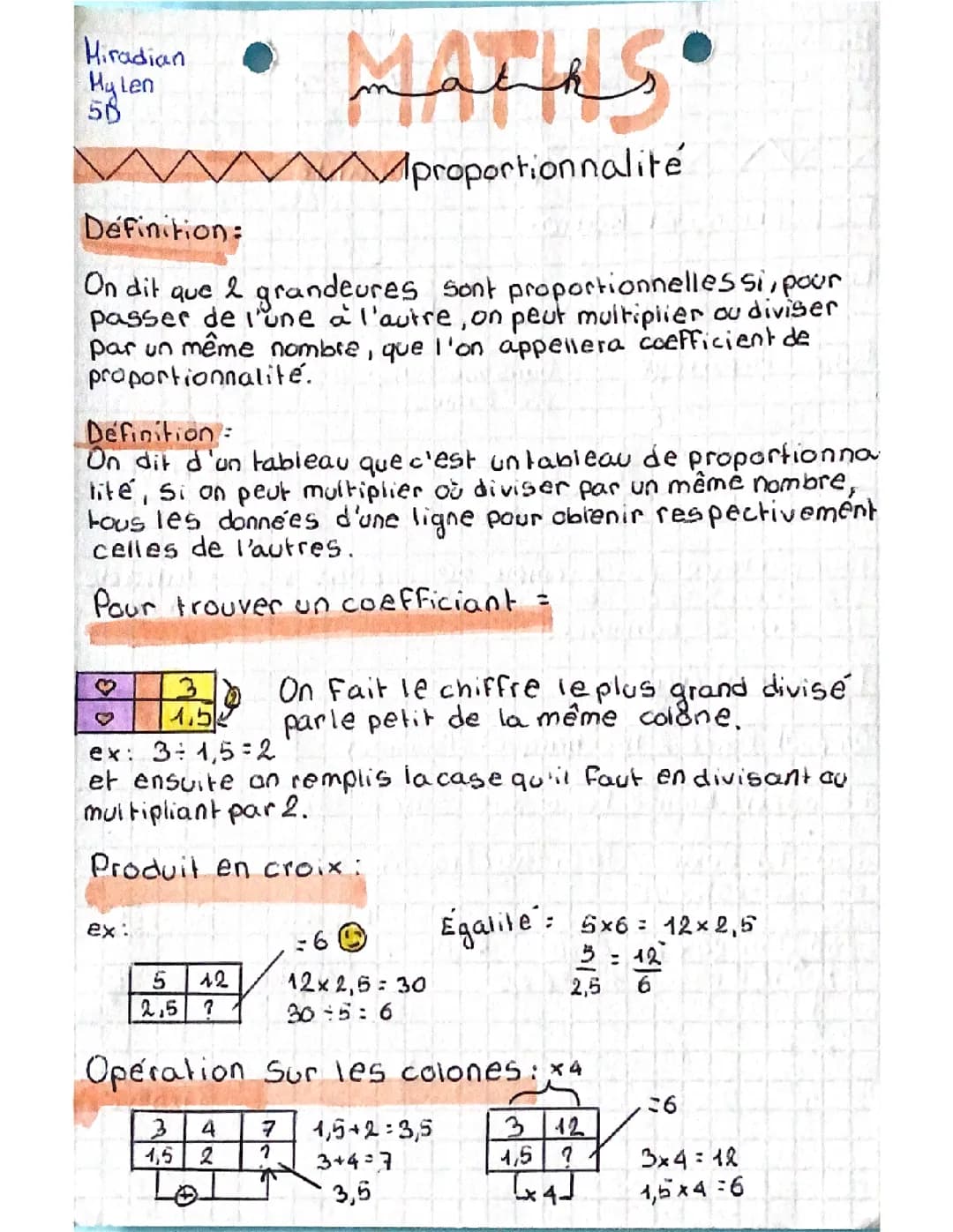 Maths proportionnalité 5e