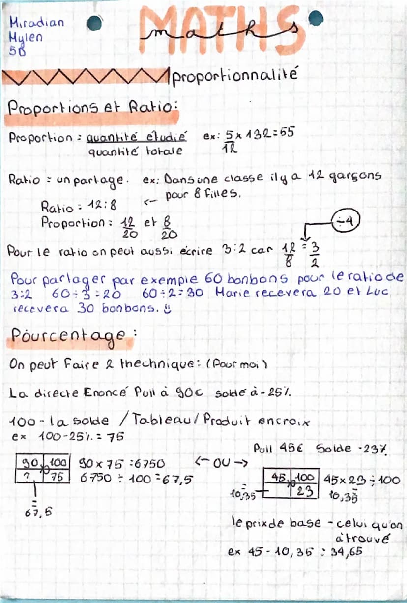 Hiradian
Hylen
58
Definition:
MATHS O
proportionnalité
On dit que 2 grandeures sont proportionnelles si, pour
passer de l'une à l'autre, on 