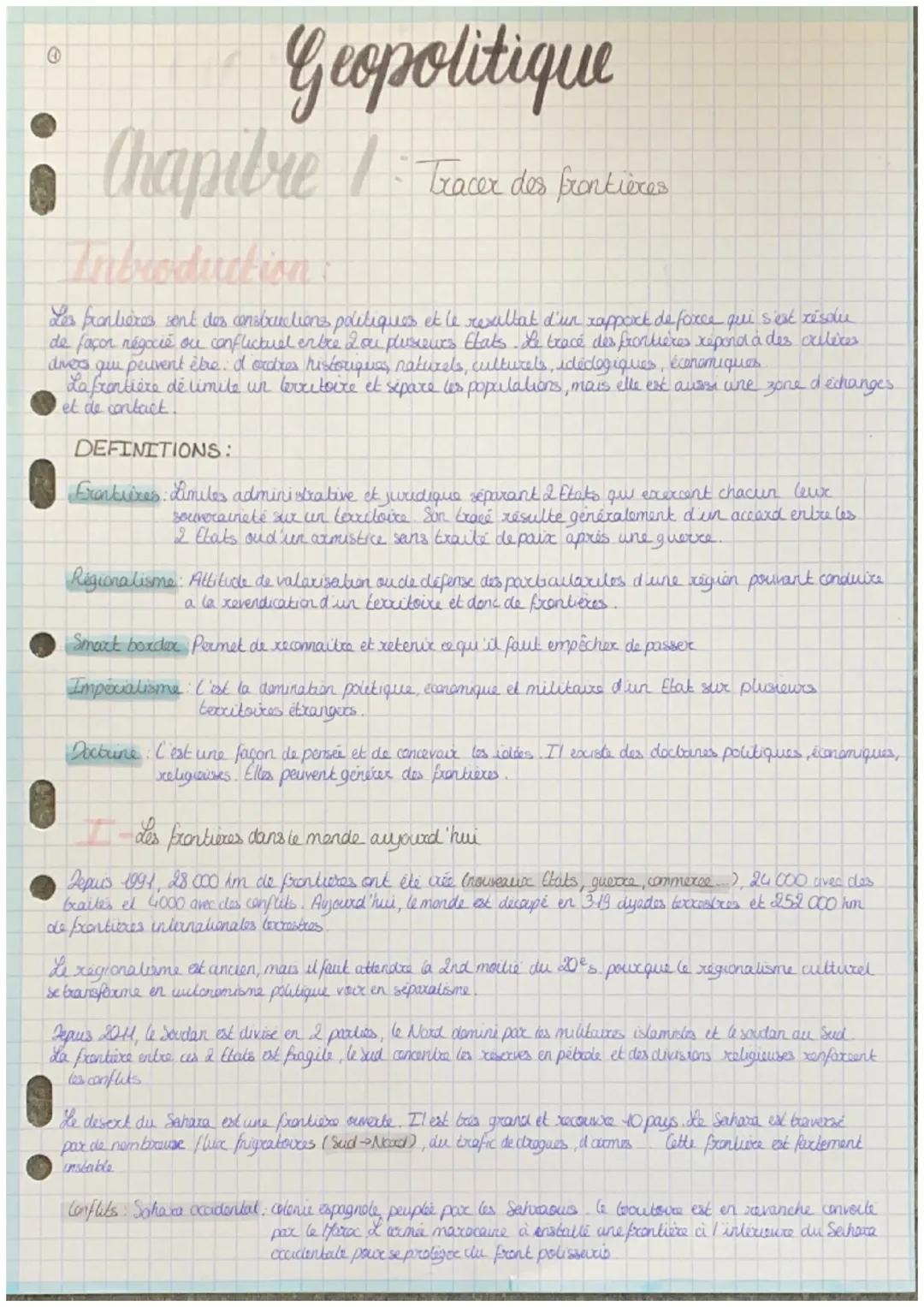 # Geopolitique

• Chapitre / Tracer de punctiones

Inbroduction:
Les frontières sont des constructions politiques et le rexaltat d'un xappor