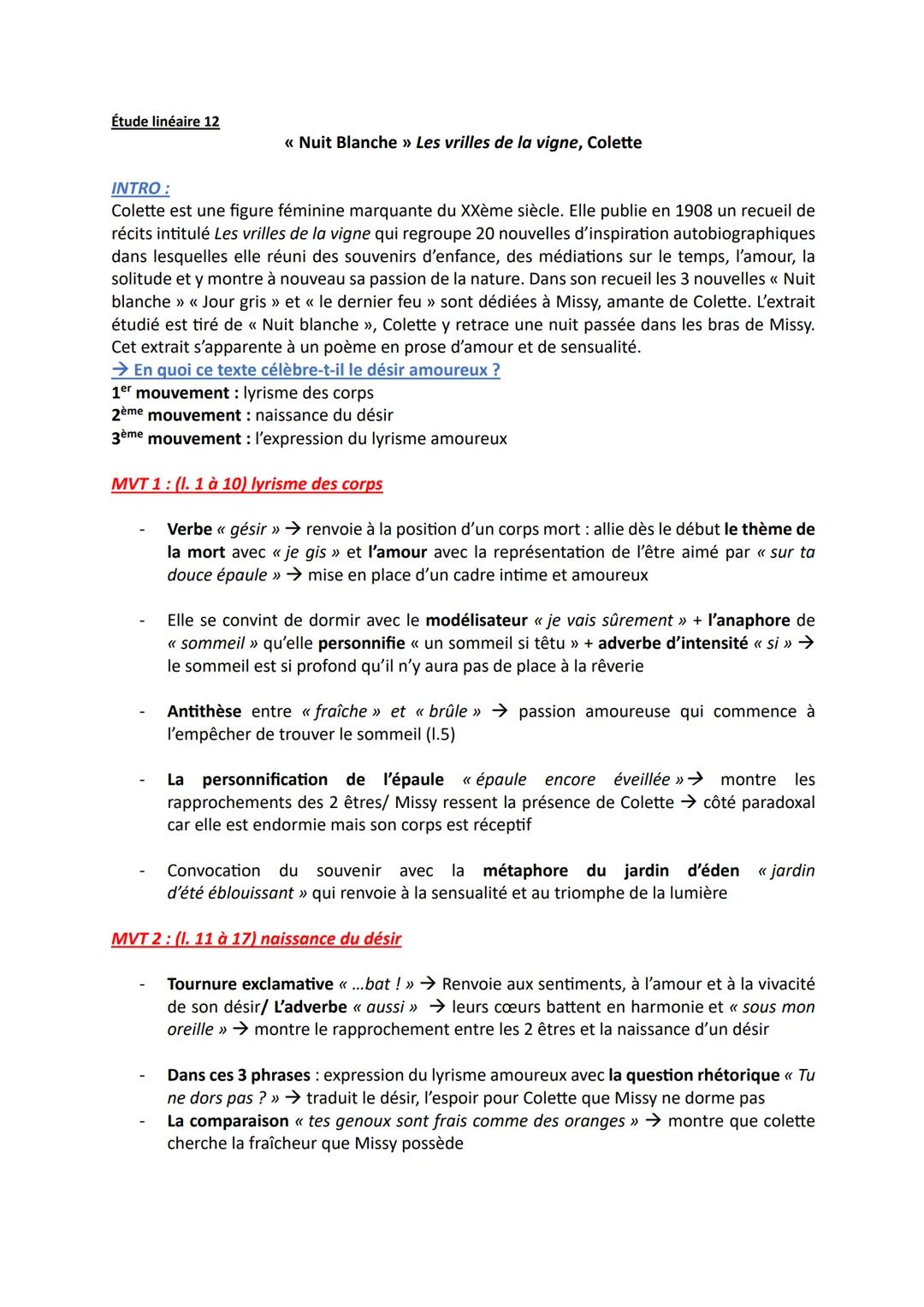 Découvre Colette : Résumés et Analyses de Nuit Blanche et Autres Histoires