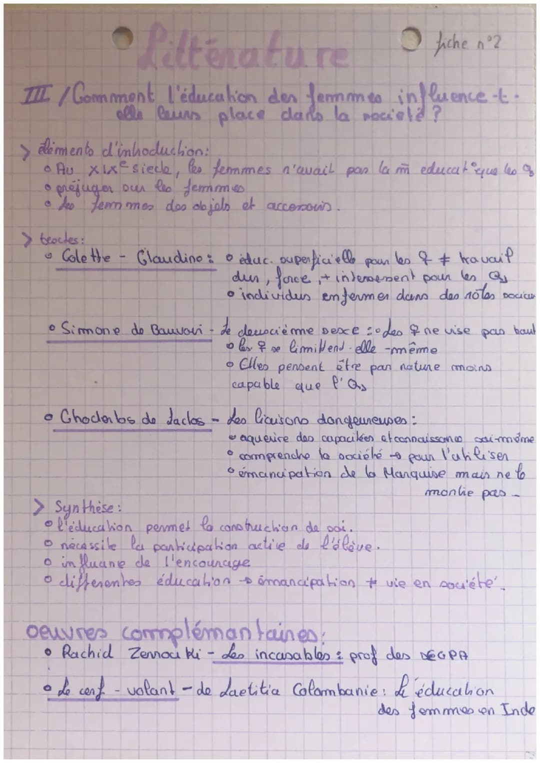 Odittérature fiche as
nº 1
therme: La recherche de poi
partie 1: Education, transmition, emancipation
problématique: En quoi l'éducation per