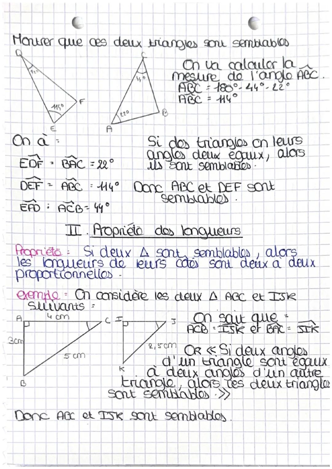 3
e
( maths
C
Chapitre 2 Triangles semblables 1/2
I. Definition et vocabulaire
11 Definition
Deux triangles sont dit SEMBLABLES al de
MEME F