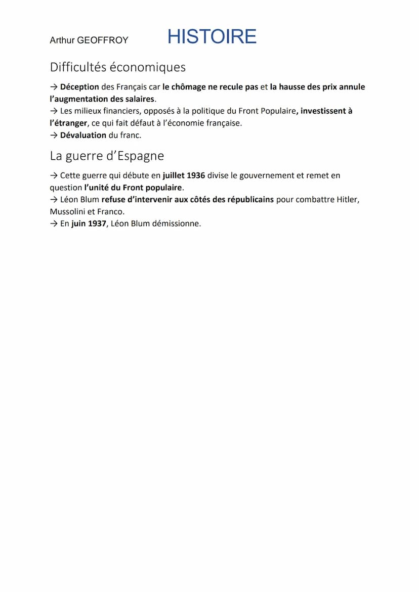Arthur GEOFFROY
HISTOIRE
Le Front Populaire en France
De la victoire aux réformes
Naissance du Front Populaire
→ Le Front Populaire naît de 