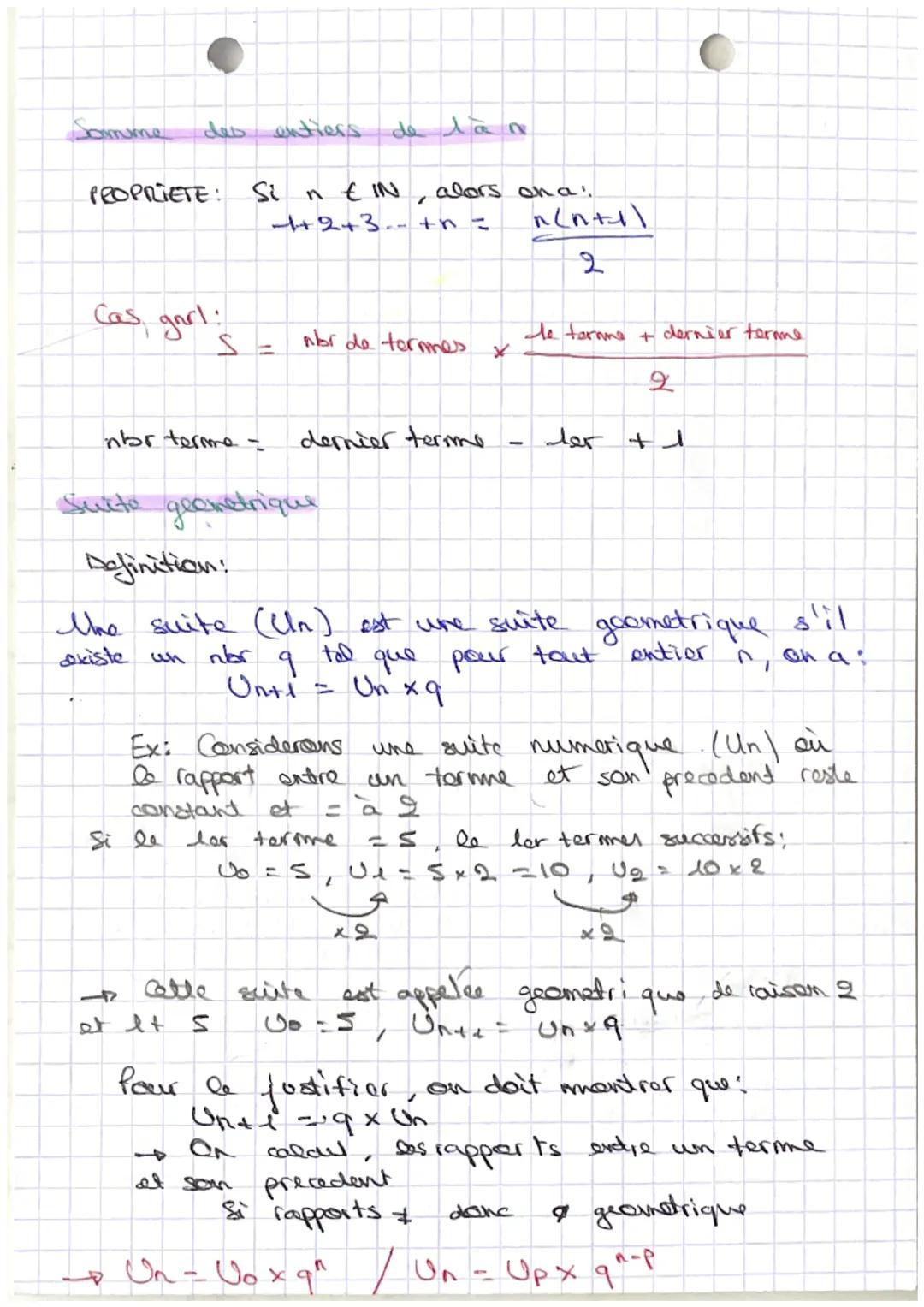 # Maths: Suites.

Definition:

the scelte numerique (Ch) est une liste ordonnée
de nor réels telle qu'à tout entior n, an associe
un Nor ree