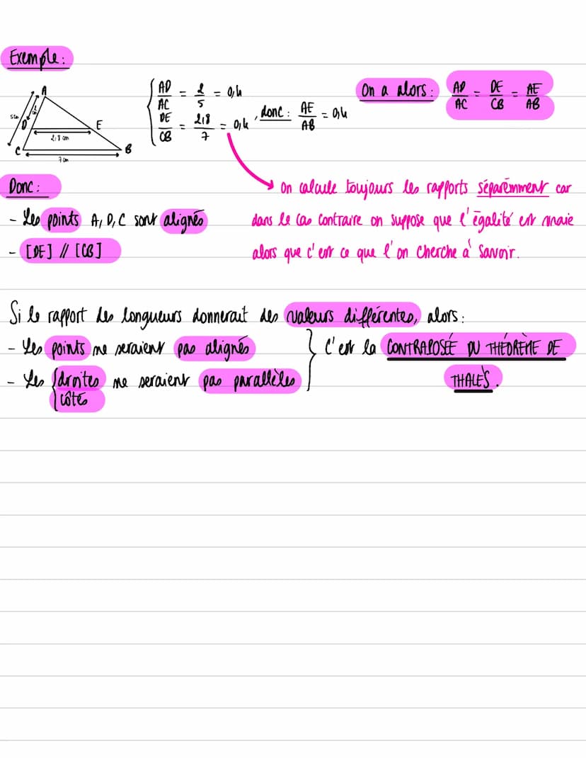 Dans un triangle ABC, si une droite est parallèle à l'un des côtés du
triangle, alors le nouveau triangle formé est semblable au triangle AB