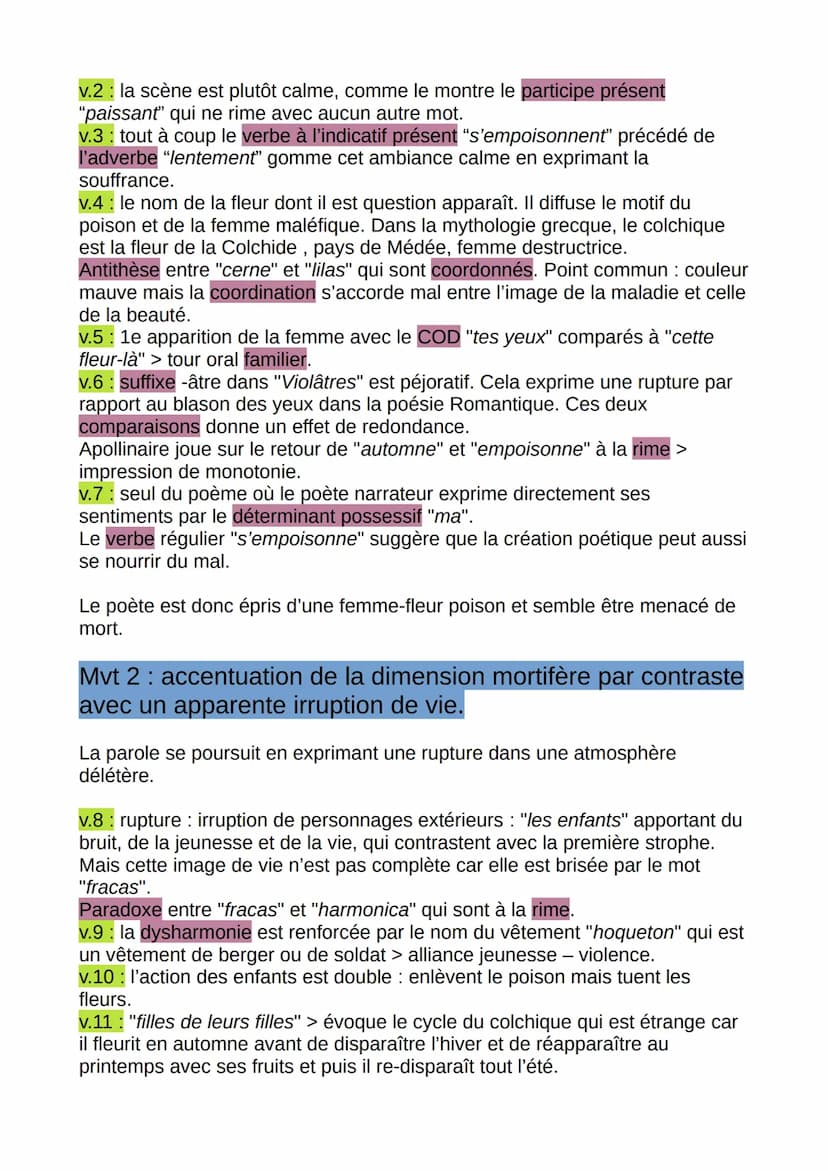 Les Colchiques d'Apollinaire
Introduction :
L'automne est une saison qui hante Alcools avec des poèmes comme
Vendémiaire, Signe ou bien Auto