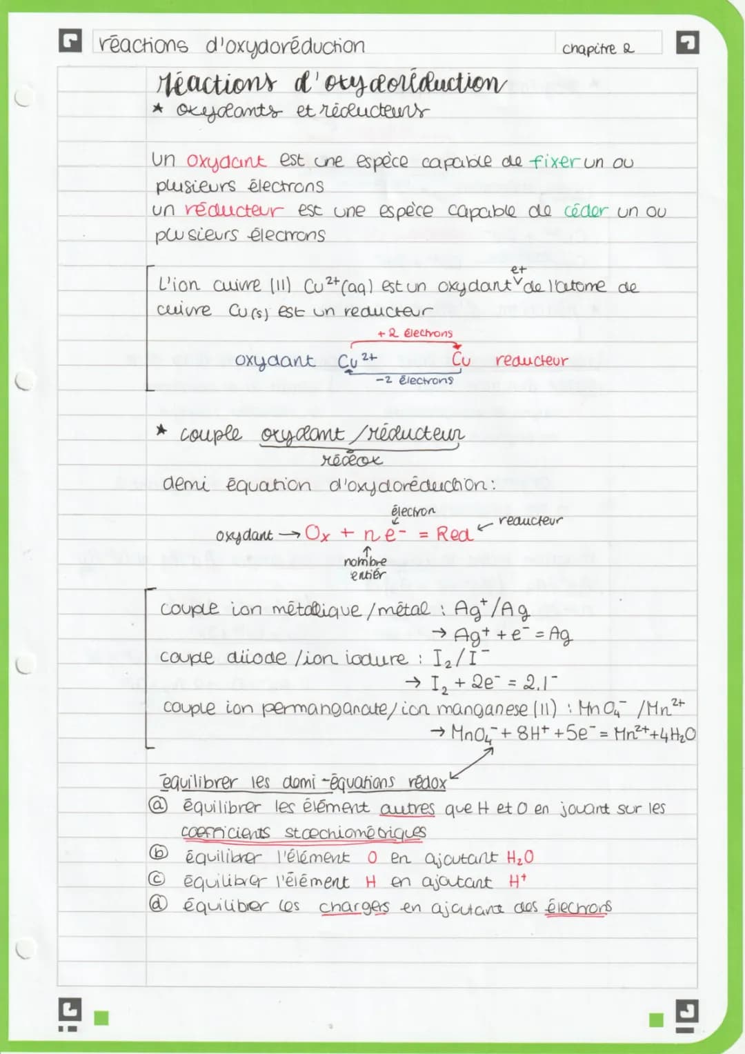 Réaction d'oxydoréduction
