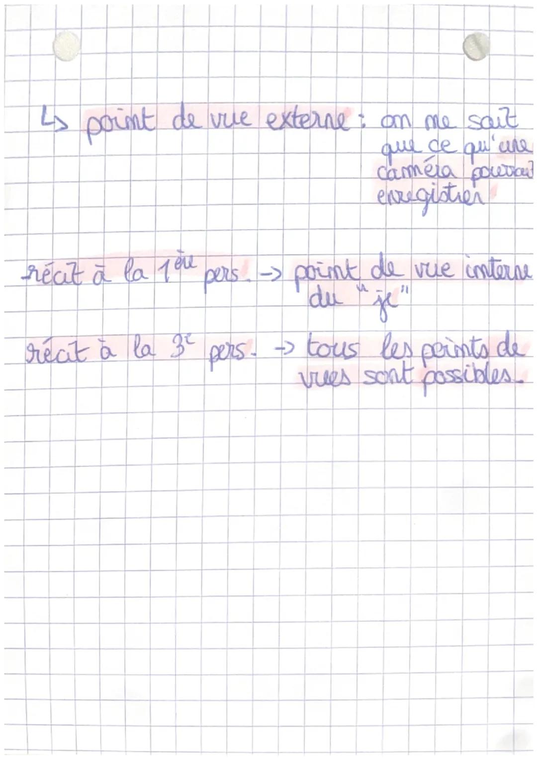 français
N ARR ATEUR ET POINTS
DE
VUE
Le marrateur c'est celui qui raconte
> il est dans l'histoire : reat à la 10 pers
(marrateur intérieur