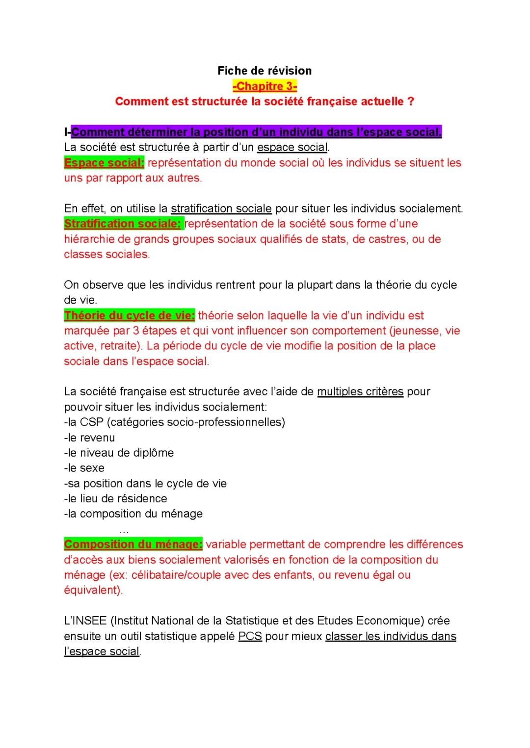 Comment est structurée la société française actuelle ?